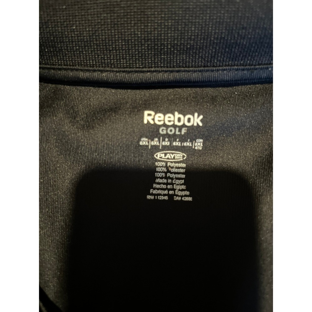 Reebok Golf Mens Polo Shirt 5XL Black White Stripe Play Dry Short Sleeve - Picture 2 of 5